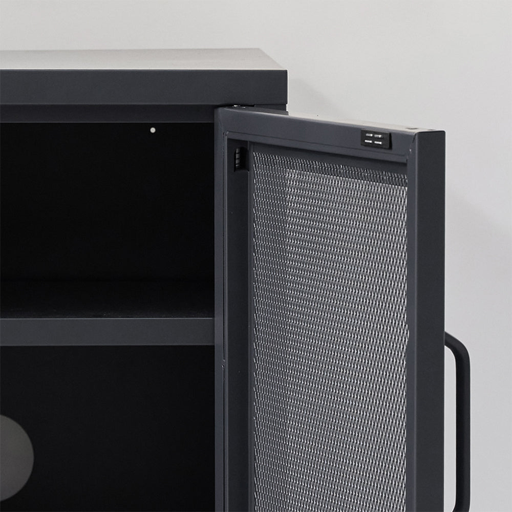 ArtissIn Bedside Table Mesh Door Cabinet - Black AI-LOCKER-M-SH-BK