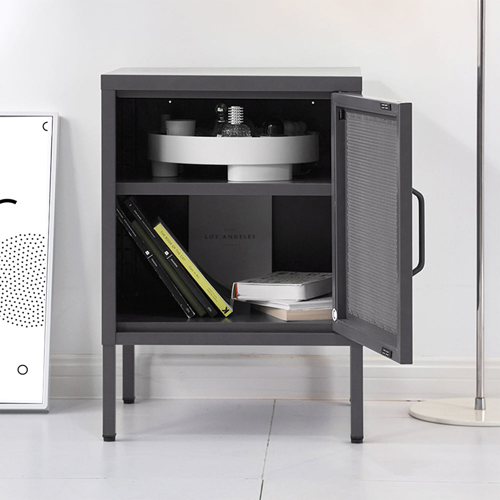 ArtissIn Bedside Table Mesh Door Cabinet - Black AI-LOCKER-M-SH-BK