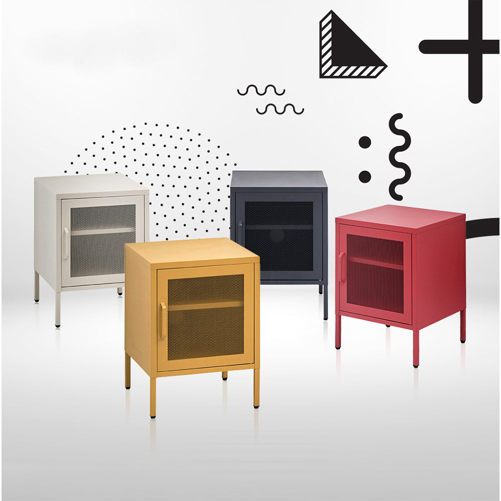 ArtissIn Bedside Table Mesh Door Cabinet - Black AI-LOCKER-M-SH-BK