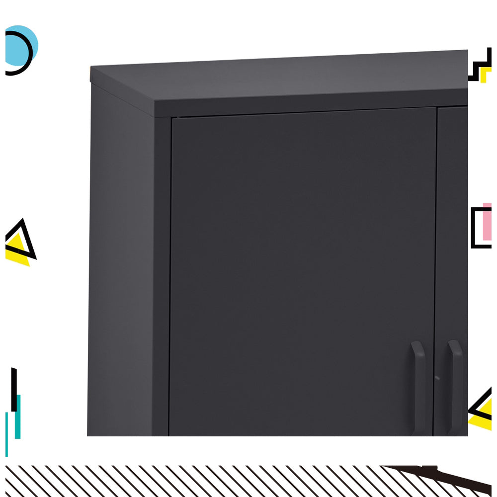 Artiss Buffet Sideboard Metal Cabinet - SWEETHEART Charcoal AI-LOCKER-MI-BK