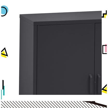 Artiss Buffet Sideboard Metal Cabinet - SWEETHEART Charcoal AI-LOCKER-MI-BK