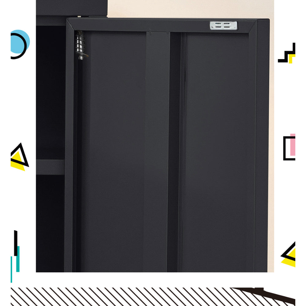 Artiss Buffet Sideboard Metal Cabinet - SWEETHEART Charcoal AI-LOCKER-MI-BK