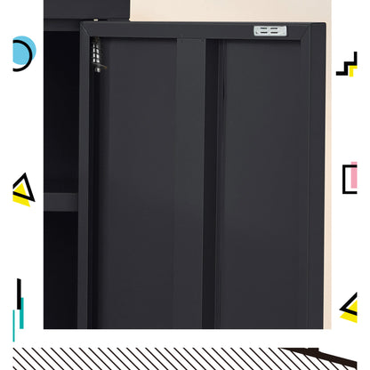 Artiss Buffet Sideboard Metal Cabinet - SWEETHEART Charcoal AI-LOCKER-MI-BK