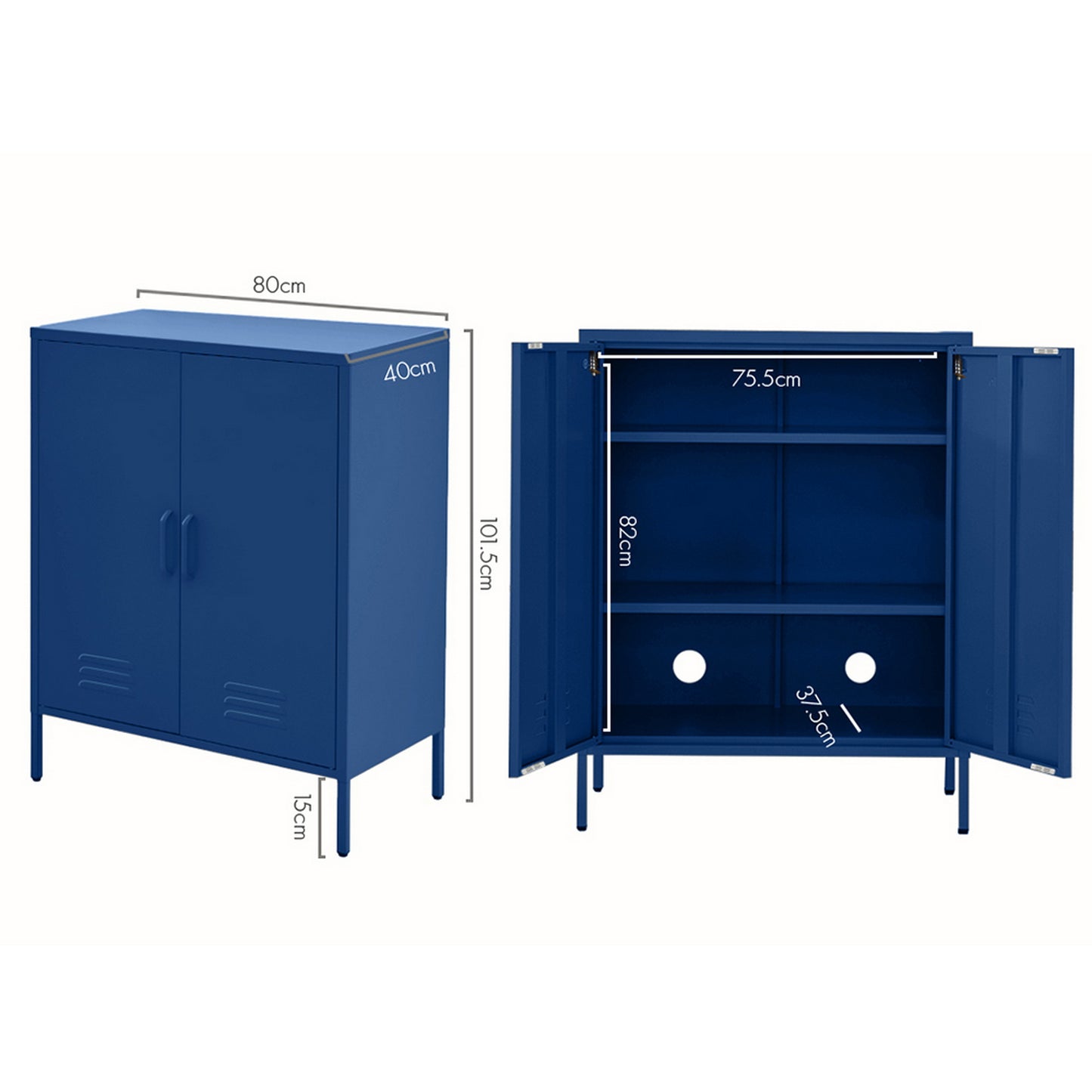 Artiss Buffet Sideboard Metal Cabinet - SWEETHEART Blue AI-LOCKER-MI-BL