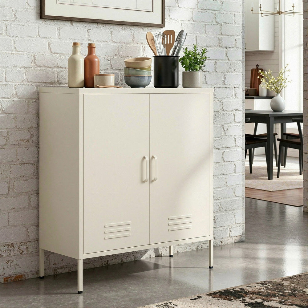 Artiss Buffet Sideboard Metal Cabinet - SWEETHEART White AI-LOCKER-MI-WH