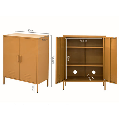 Artiss Buffet Sideboard Metal Cabinet - SWEETHEART Yellow AI-LOCKER-MI-YE