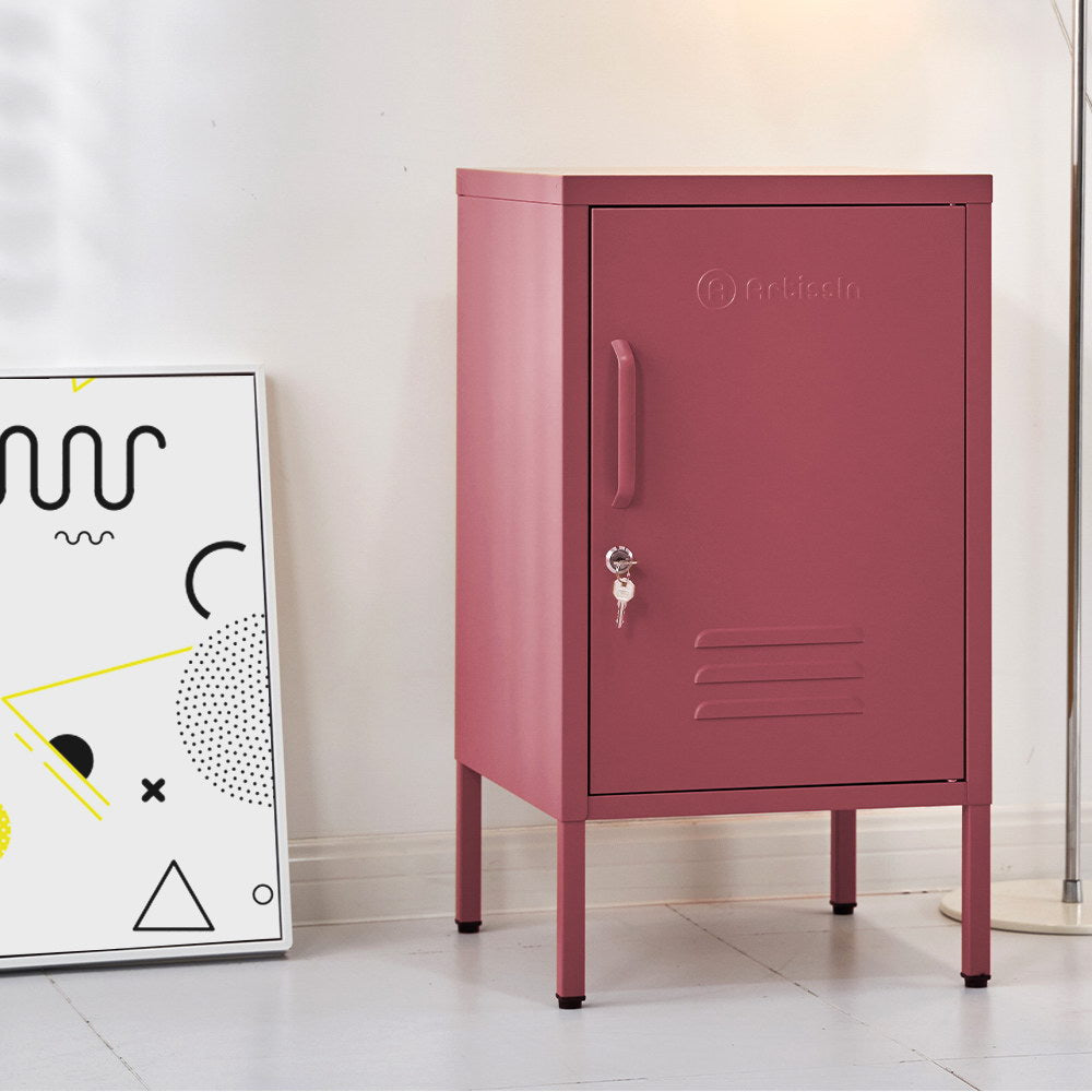 ArtissIn Bedside Table Metal Cabinet - MINI Pink AI-LOCKER-SH-PK