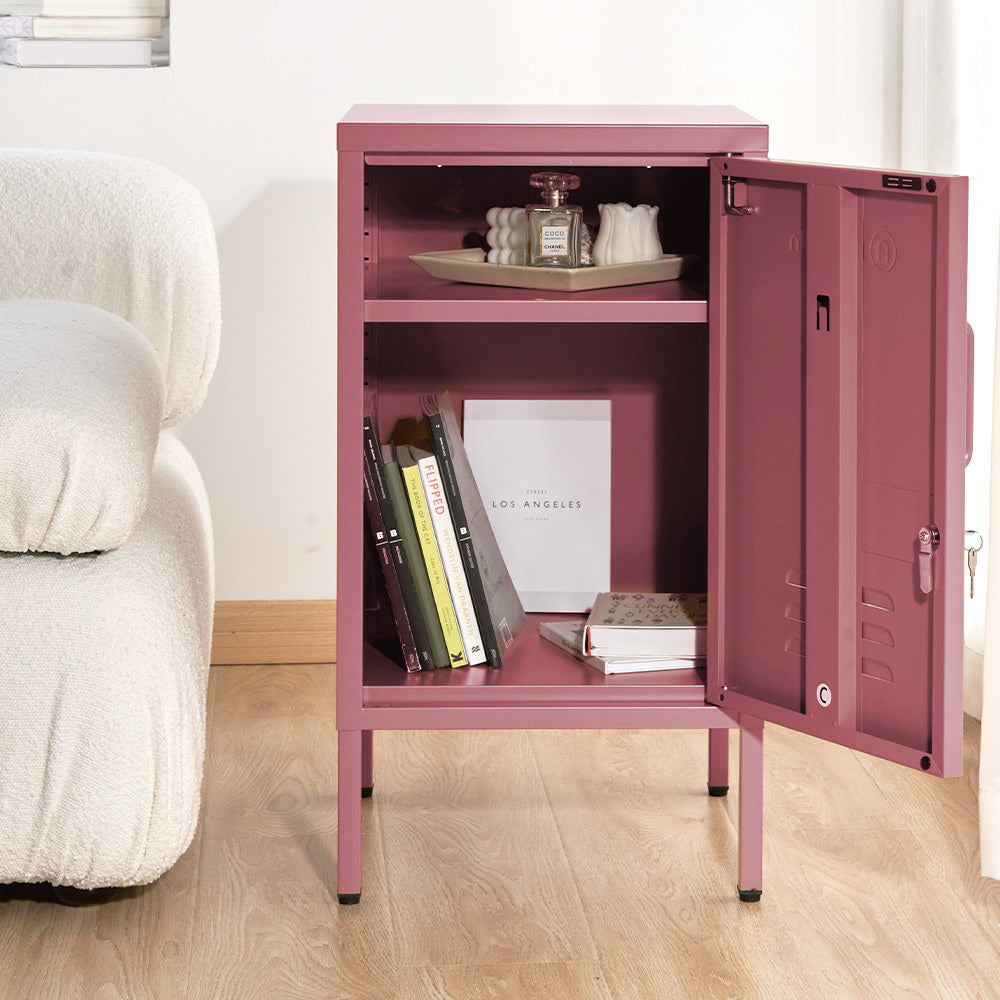 ArtissIn Bedside Table Metal Cabinet - MINI Pink AI-LOCKER-SH-PK