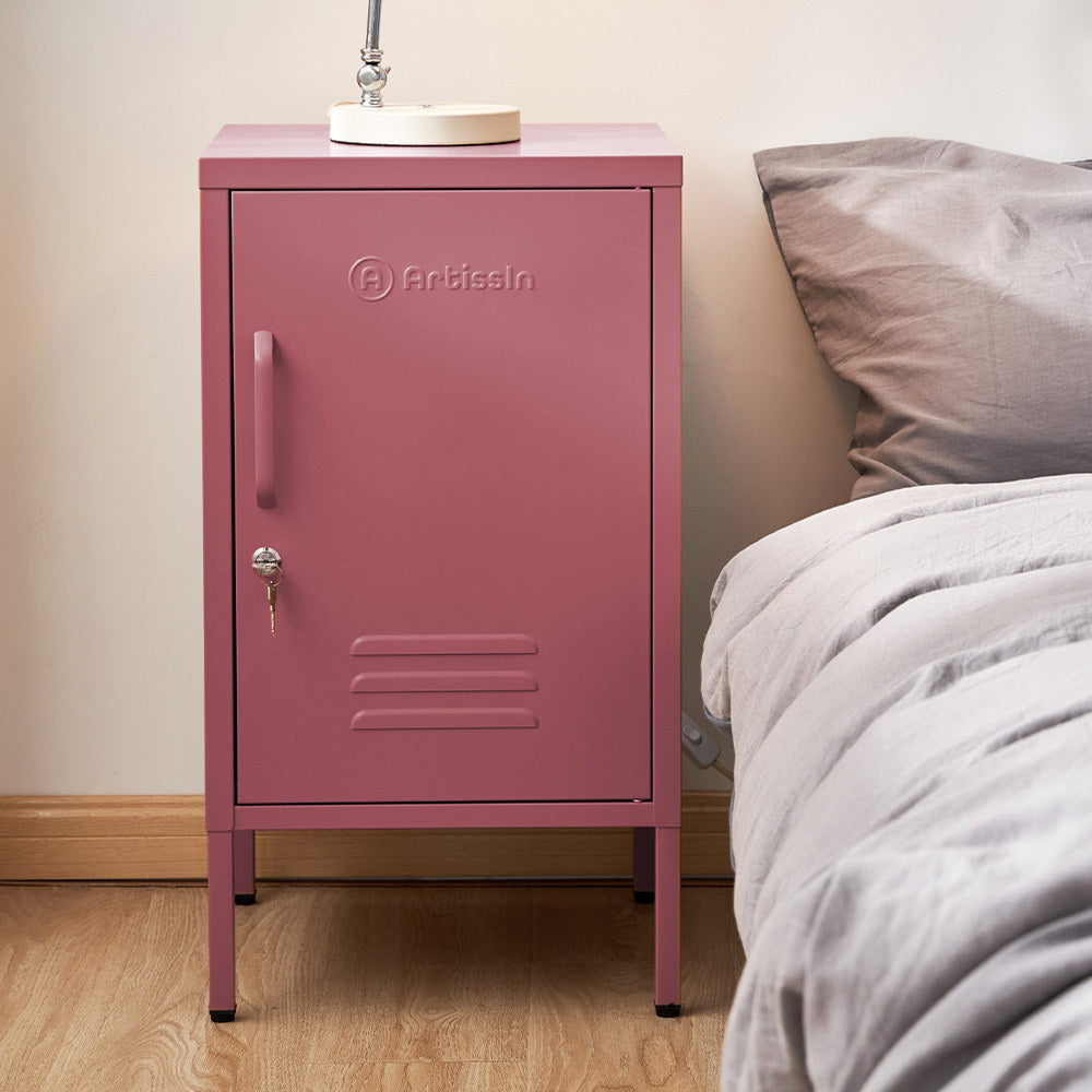 ArtissIn Bedside Table Metal Cabinet - MINI Pink AI-LOCKER-SH-PK