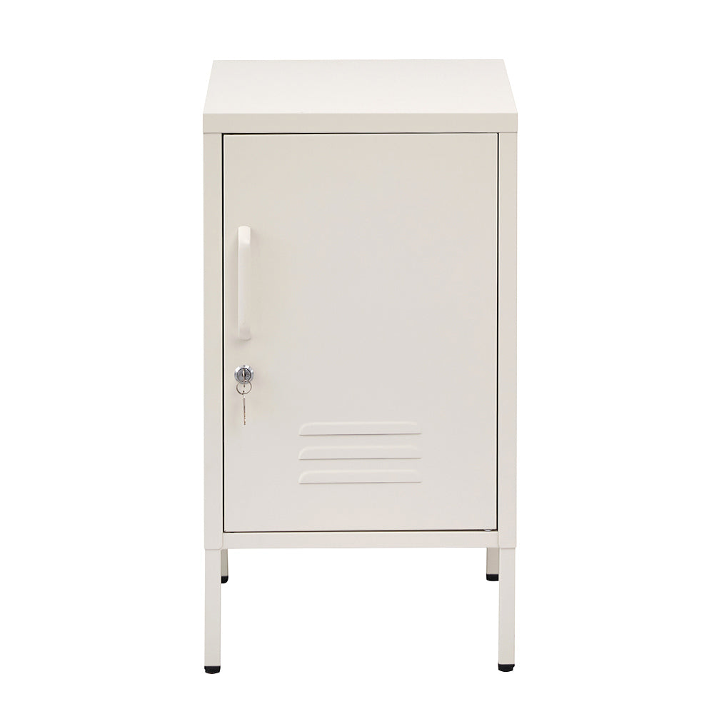 Artiss Bedside Table Metal Cabinet - White AI-LOCKER-SH-WH