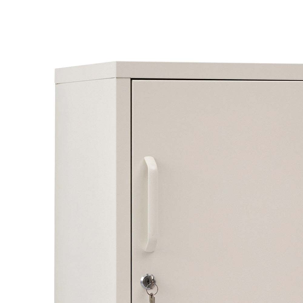 Artiss Bedside Table Metal Cabinet - White AI-LOCKER-SH-WH