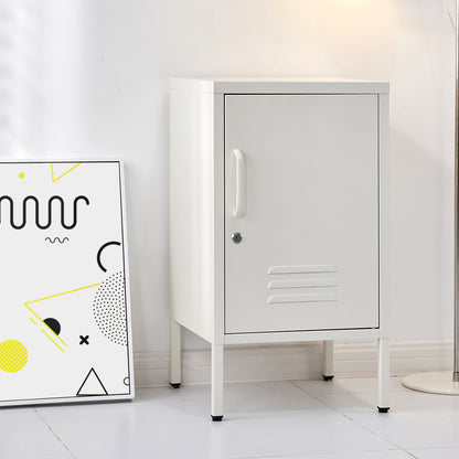Artiss Bedside Table Metal Cabinet - White AI-LOCKER-SH-WH