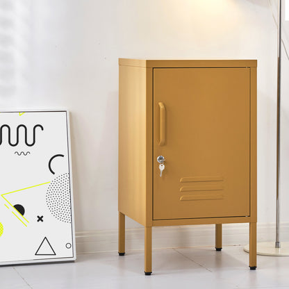 Artiss Bedside Table Metal Cabinet - Yellow AI-LOCKER-SH-YE