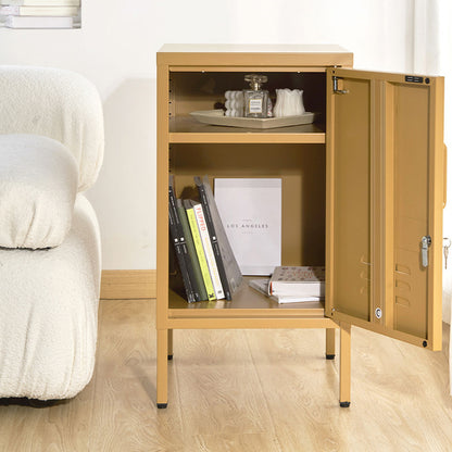 Artiss Bedside Table Metal Cabinet - Yellow AI-LOCKER-SH-YE