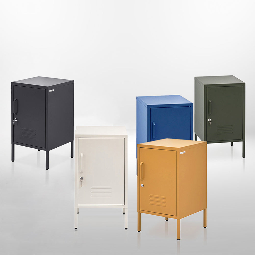 Artiss Bedside Table Metal Cabinet - Yellow AI-LOCKER-SH-YE