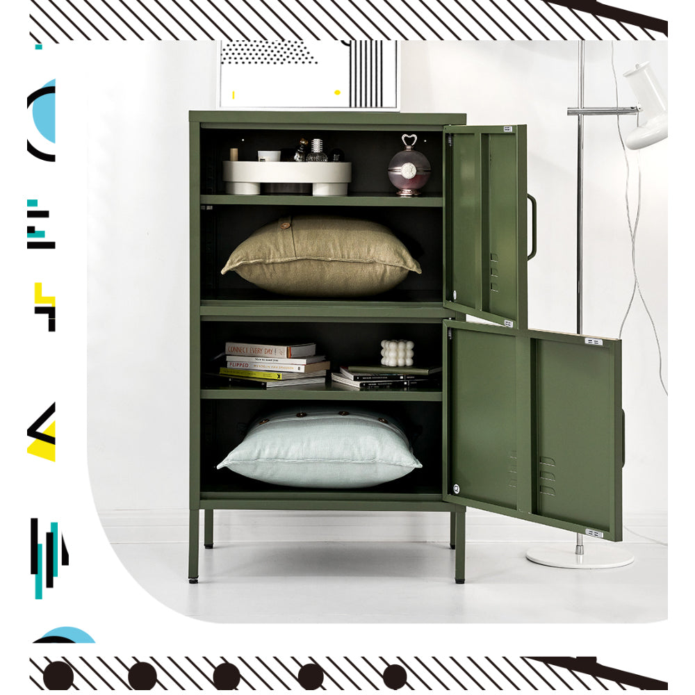 Artiss Buffet Sideboard Metal Cabinet - DOUBLE Green AI-LOCKER-SMI-GN