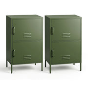 Artiss 2x Buffet Sideboard Cabinet Storage Cupboard 2 Doors Metal Green DOUBLE AI-LOCKER-SMI-GNX2