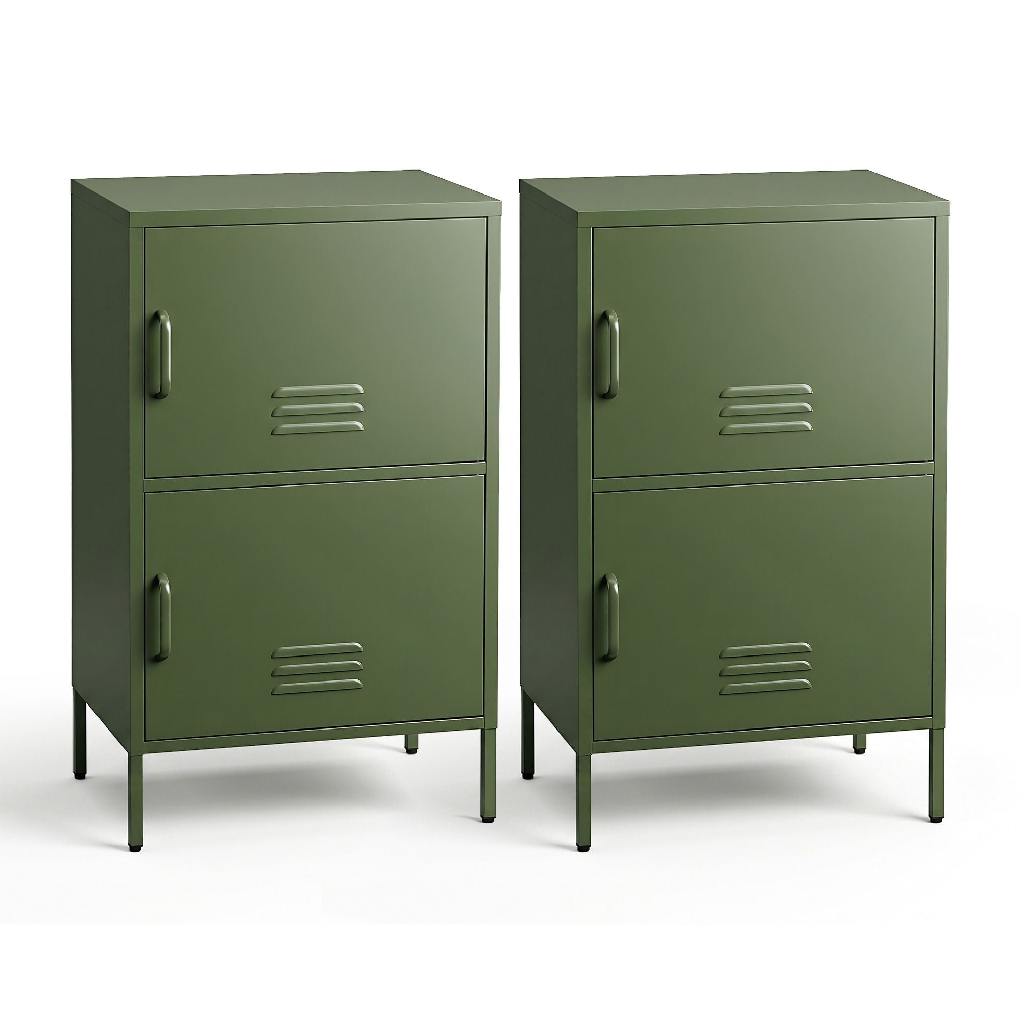 Artiss 2x Buffet Sideboard Cabinet Storage Cupboard 2 Doors Metal Green DOUBLE AI-LOCKER-SMI-GNX2