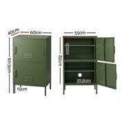 Artiss 2x Buffet Sideboard Cabinet Storage Cupboard 2 Doors Metal Green DOUBLE AI-LOCKER-SMI-GNX2