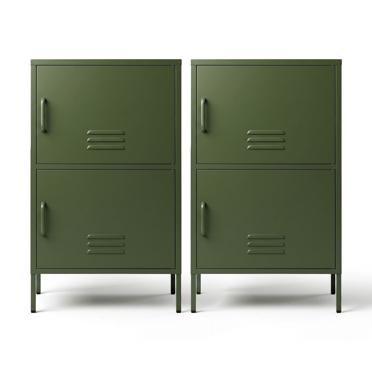 Artiss 2x Buffet Sideboard Cabinet Storage Cupboard 2 Doors Metal Green DOUBLE AI-LOCKER-SMI-GNX2