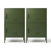 Artiss 2x Buffet Sideboard Cabinet Storage Cupboard 2 Doors Metal Green DOUBLE AI-LOCKER-SMI-GNX2