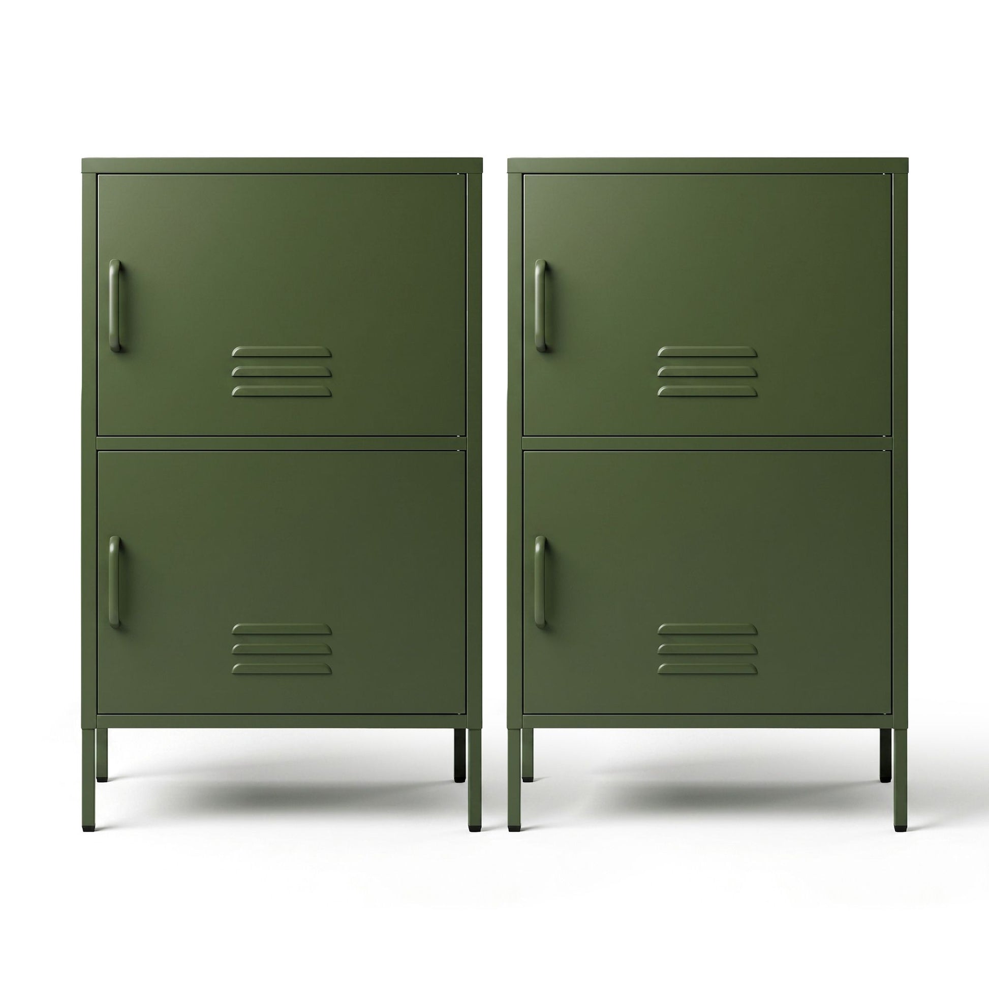 Artiss 2x Buffet Sideboard Cabinet Storage Cupboard 2 Doors Metal Green DOUBLE AI-LOCKER-SMI-GNX2