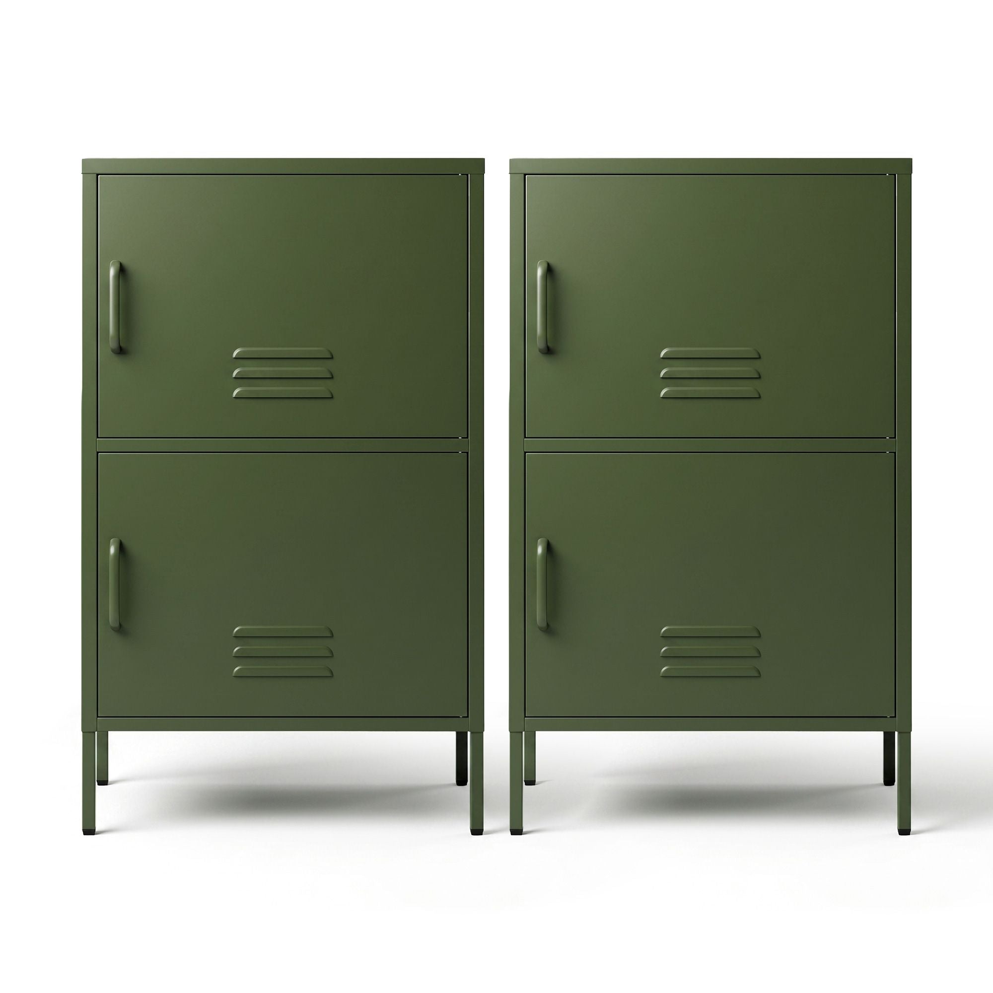 Artiss 2x Buffet Sideboard Cabinet Storage Cupboard 2 Doors Metal Green DOUBLE AI-LOCKER-SMI-GNX2