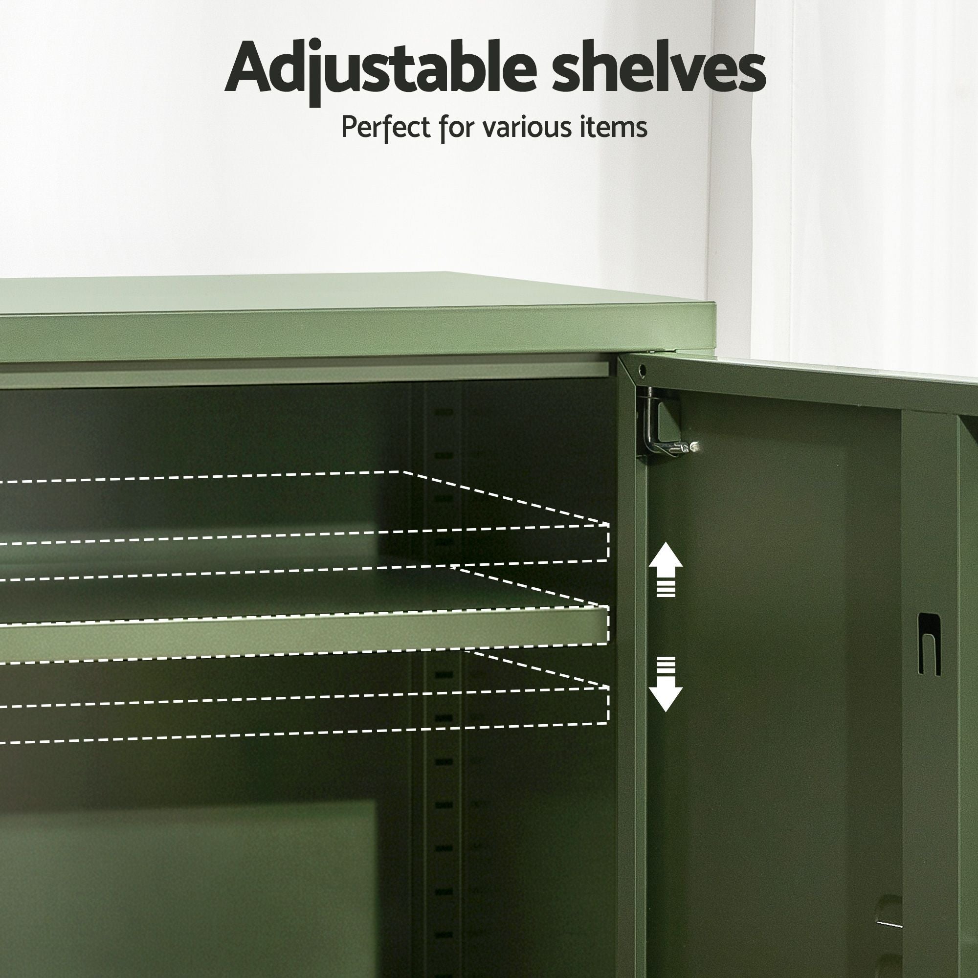 Artiss 2x Buffet Sideboard Cabinet Storage Cupboard 2 Doors Metal Green DOUBLE AI-LOCKER-SMI-GNX2