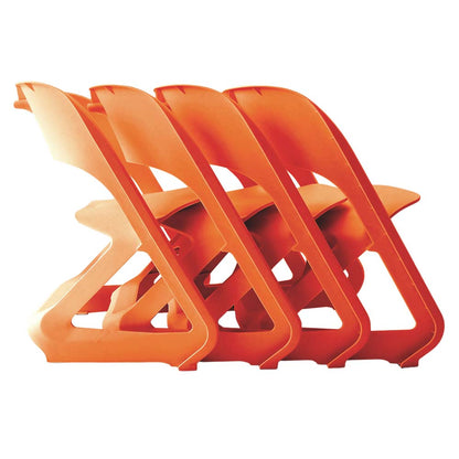 ArtissIn Set of 4 Dining Chairs Office Cafe Lounge Seat Stackable Plastic Leisure Chairs Orange AI-PP-CHAIR-OR