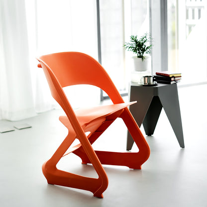 ArtissIn Set of 4 Dining Chairs Office Cafe Lounge Seat Stackable Plastic Leisure Chairs Orange AI-PP-CHAIR-OR