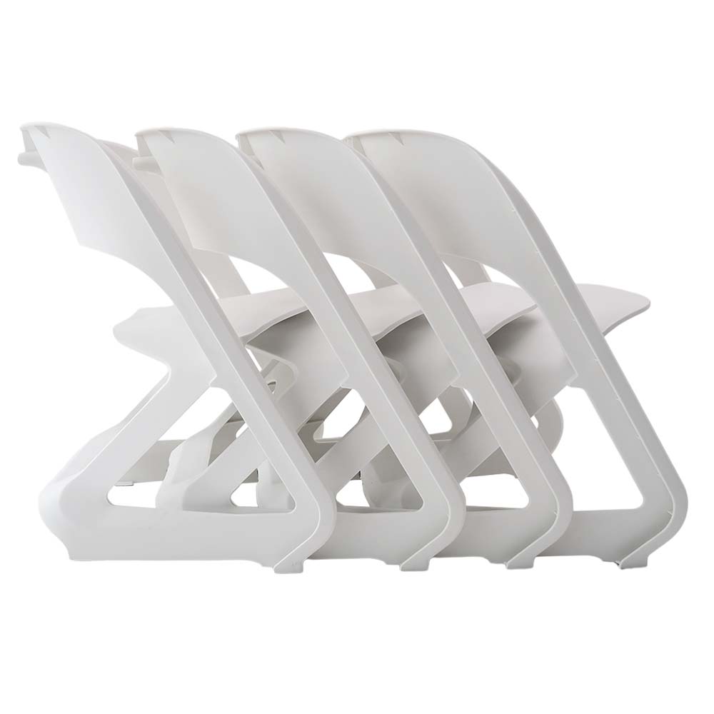 ArtissIn Set of 4 Dining Chairs Office Cafe Lounge Seat Stackable Plastic Leisure Chairs White AI-PP-CHAIR-WH