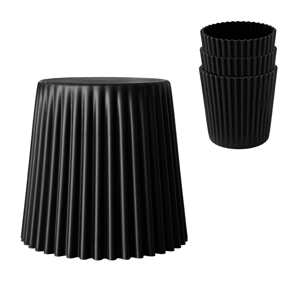 Artiss Set of 4 Cupcake Bar Stools Stackable Foot Stools Black AI-PP-STOOL-C-BKX4