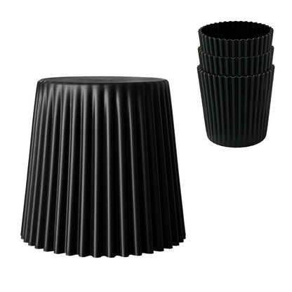 Artiss Set of 4 Cupcake Bar Stools Stackable Foot Stools Black AI-PP-STOOL-C-BKX4