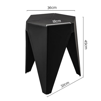 Artiss 2x Bar Stools Puzzle Plastic Foot Stool Black AI-PP-STOOL-T-BK