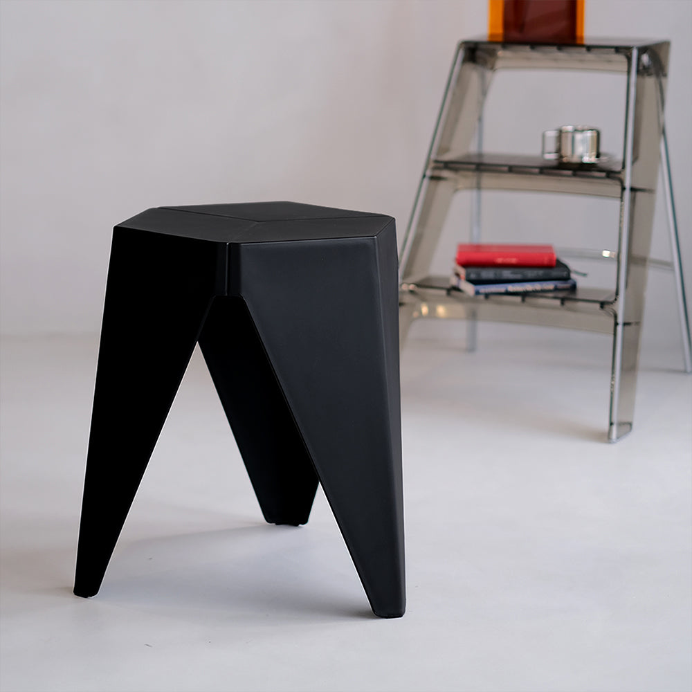 Artiss 2x Bar Stools Puzzle Plastic Foot Stool Black AI-PP-STOOL-T-BK