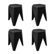 Artiss 4PC Puzzle Stool Plastic Bar Stools Stackable Black AI-PP-STOOL-T-BKX4