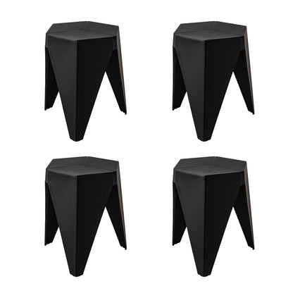 Artiss 4PC Puzzle Stool Plastic Bar Stools Stackable Black AI-PP-STOOL-T-BKX4