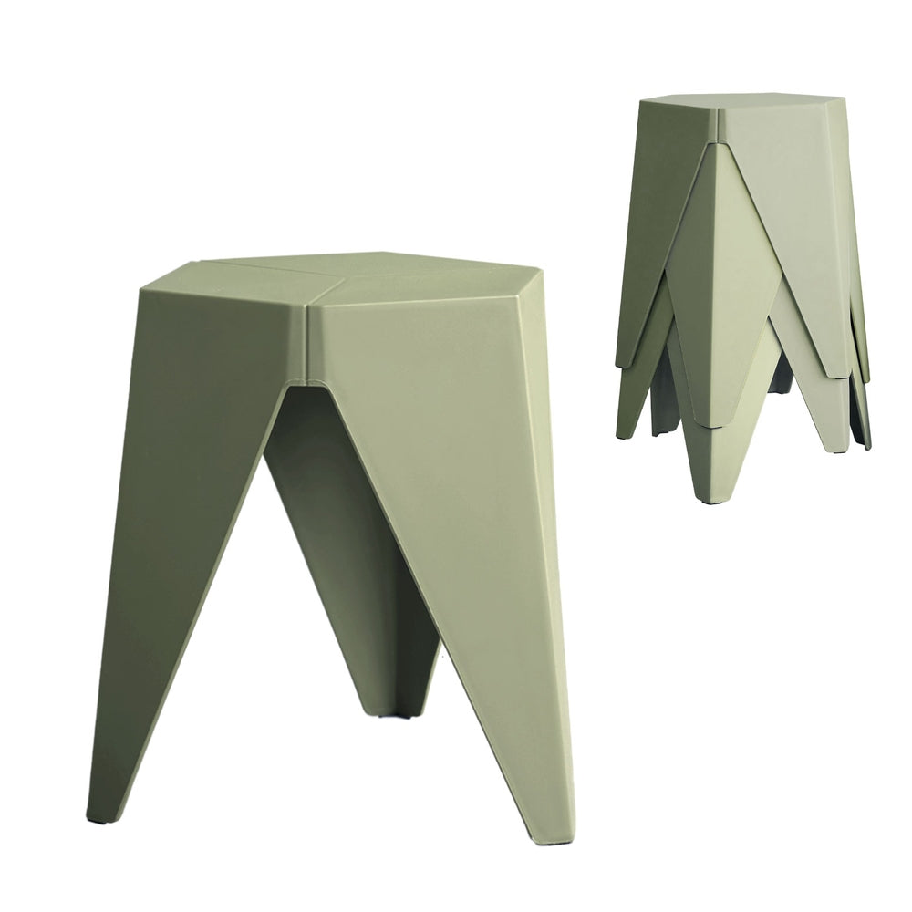 Artiss 4PC Puzzle Stool Bar Stools Stackable Green AI-PP-STOOL-T-GRX4