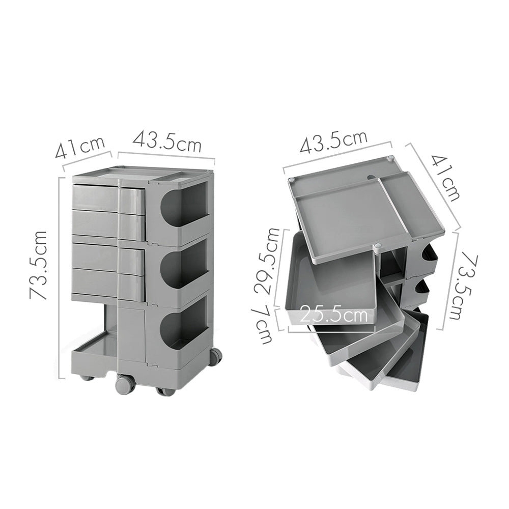 Artiss Storage Trolley Bedside Table 5 Tier Cart Boby Replica Grey AI-PP-TROLLEY-L-GY