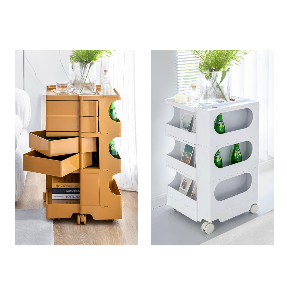 Artiss Storage Trolley Bedside Table 5 Tier Cart Boby Replica Orange AI-PP-TROLLEY-L-OR