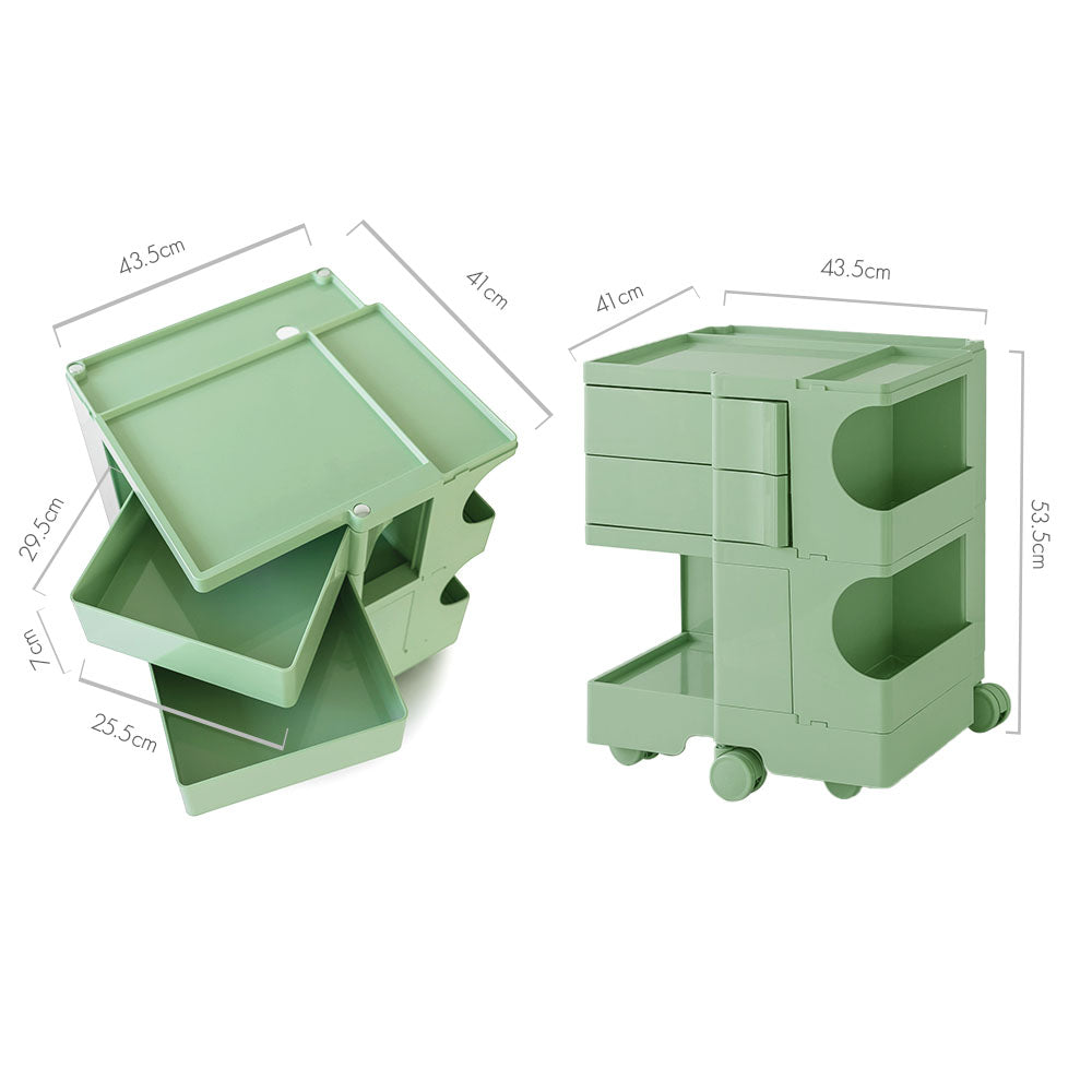 ArtissIn Storage Trolley Bedide Table 3 Tier Cart Boby Replica Green AI-PP-TROLLEY-S-GR