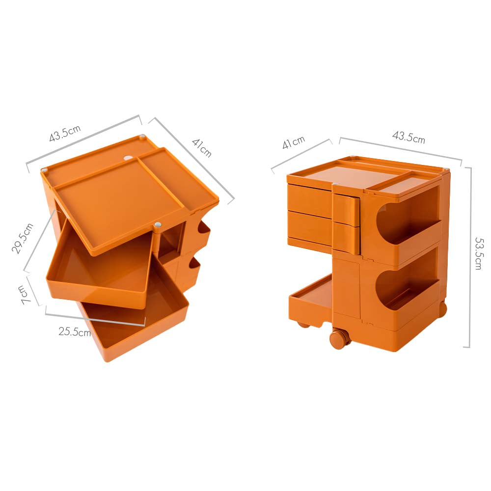 ArtissIn Storage Trolley Bedside Table 3 Tier Cart Boby Replica Orange AI-PP-TROLLEY-S-OR