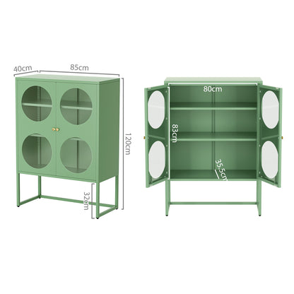 Artiss Buffet Sideboard Metal Cabinet - ELLA Green AI-SIDE-GL-03-GN-AB