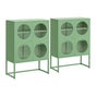 Artiss 2x Buffet Sideboard Cabinet ELLA Cupboard Storage Glass Doors Metal Green AI-SIDE-GL-03-GN-ABX2