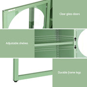 Artiss 2x Buffet Sideboard Cabinet ELLA Cupboard Storage Glass Doors Metal Green AI-SIDE-GL-03-GN-ABX2