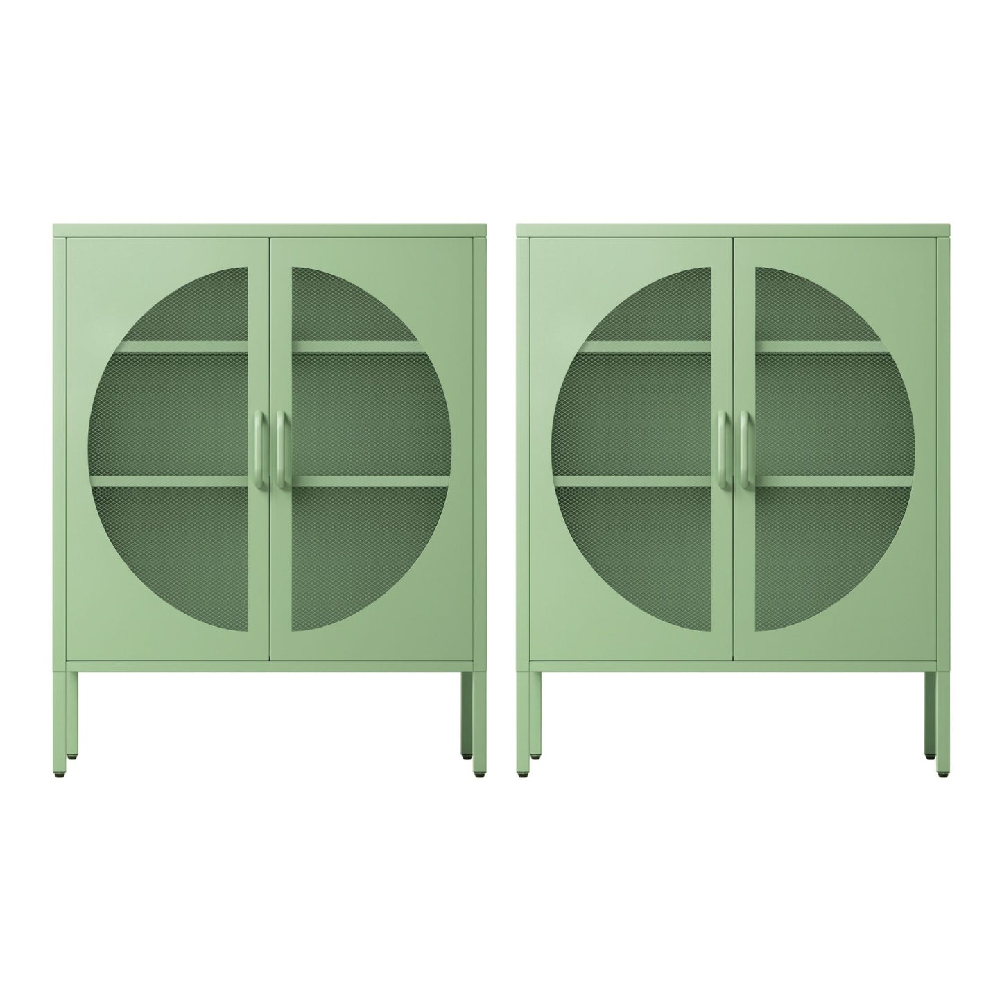 Artiss 2x Buffet Sideboard Cabinet ELSA Cupboard Storage Mesh Doors Metal Green AI-SIDE-M-01-GNX2