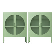 Artiss 2x Buffet Sideboard Cabinet ELSA Cupboard Storage Mesh Doors Metal Green AI-SIDE-M-01-GNX2