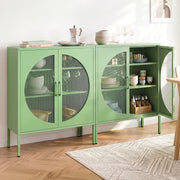 Artiss 2x Buffet Sideboard Cabinet ELSA Cupboard Storage Mesh Doors Metal Green AI-SIDE-M-01-GNX2