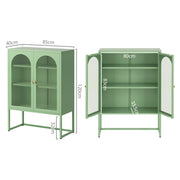 Artiss 2x Buffet Sideboard Cabinet ELMA Cupboard Storage Mesh Doors Metal Green AI-SIDE-M-04-GN-ABX2