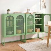 Artiss 2x Buffet Sideboard Cabinet ELMA Cupboard Storage Mesh Doors Metal Green AI-SIDE-M-04-GN-ABX2